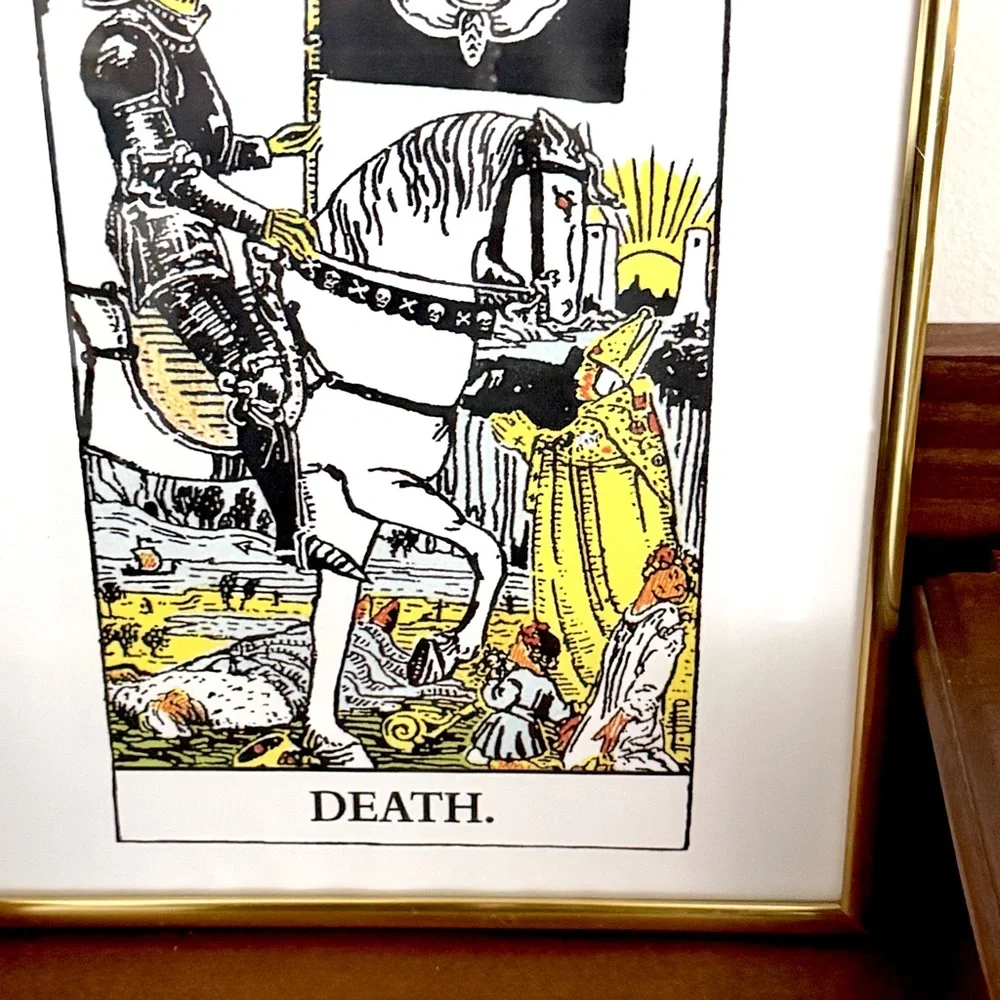 Death Tarot Card Gold Framed Wall Art Horse Grim Reaper Goth Witchy Art Occult